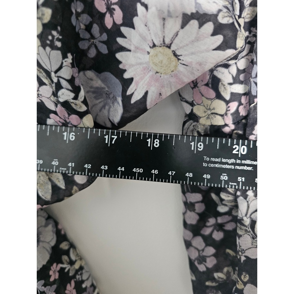 Boho LC Lauren Conrad Floral Robe Womens M Black Sheer Tiered Bell Sleeve Kimono - Picture 6 of 7